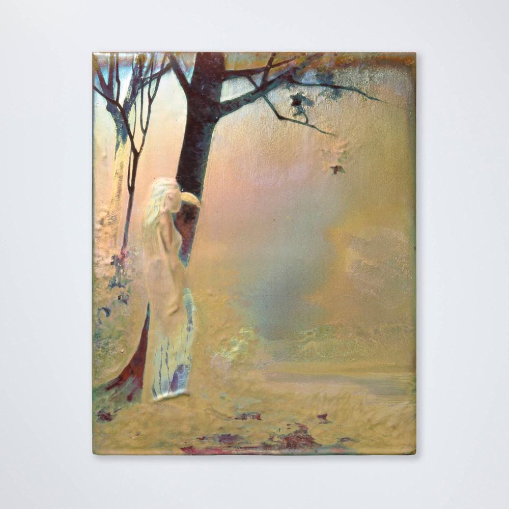 Clement Massier comparable auction result: clement massier tile with figure in landscape