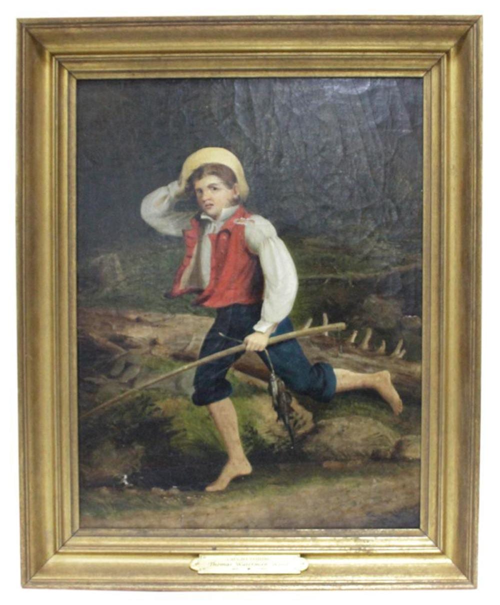 Thomas Waterman Wood comparable auction result: thomas waterman wood caught fishing oil on board