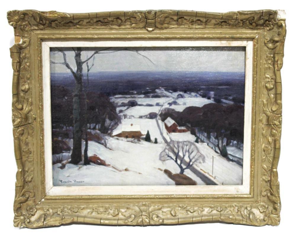 Frank H. Moser comparable auction result: frank moser winter landscape oil on board