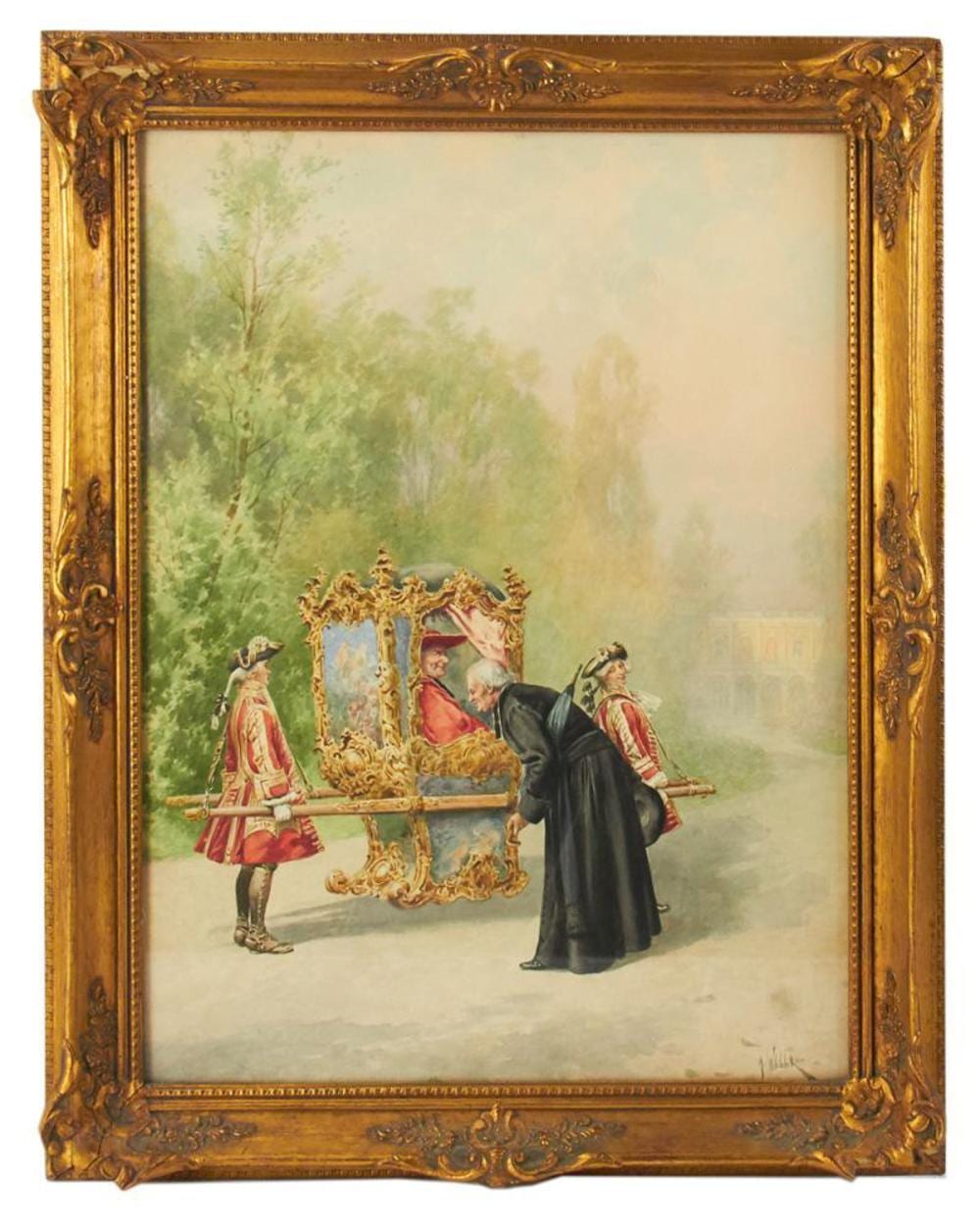 Alfred Weber comparable auction result: alfred weber greeting the cardinal watercolor