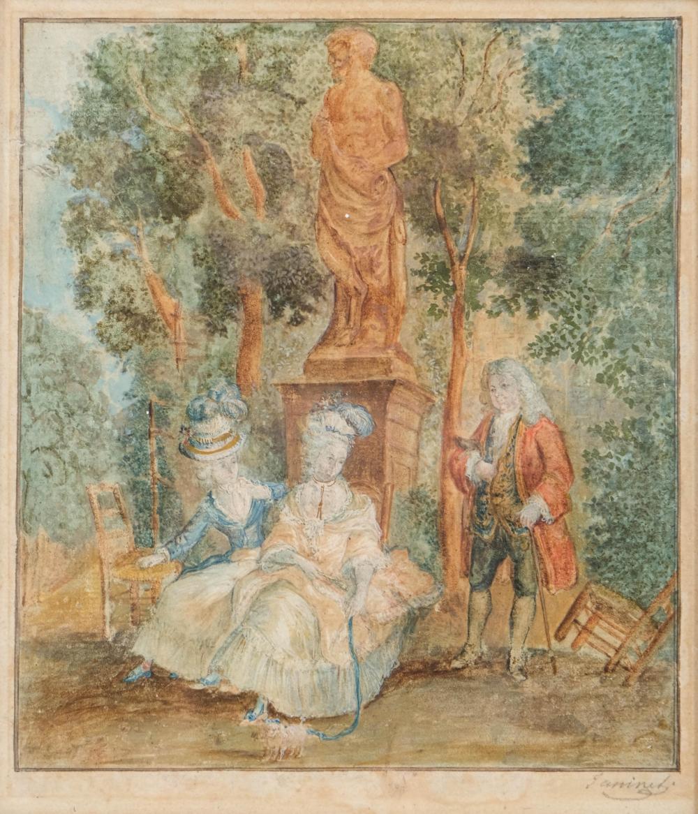 jean fran ois janinet watercolor conversation in a garden signed late 18th century · Collective Hudson, LLC · 2026-02-15 Jean François Janinet comparable auction result: jean fran ois janinet watercolor conversation in a garden signed late 18th century