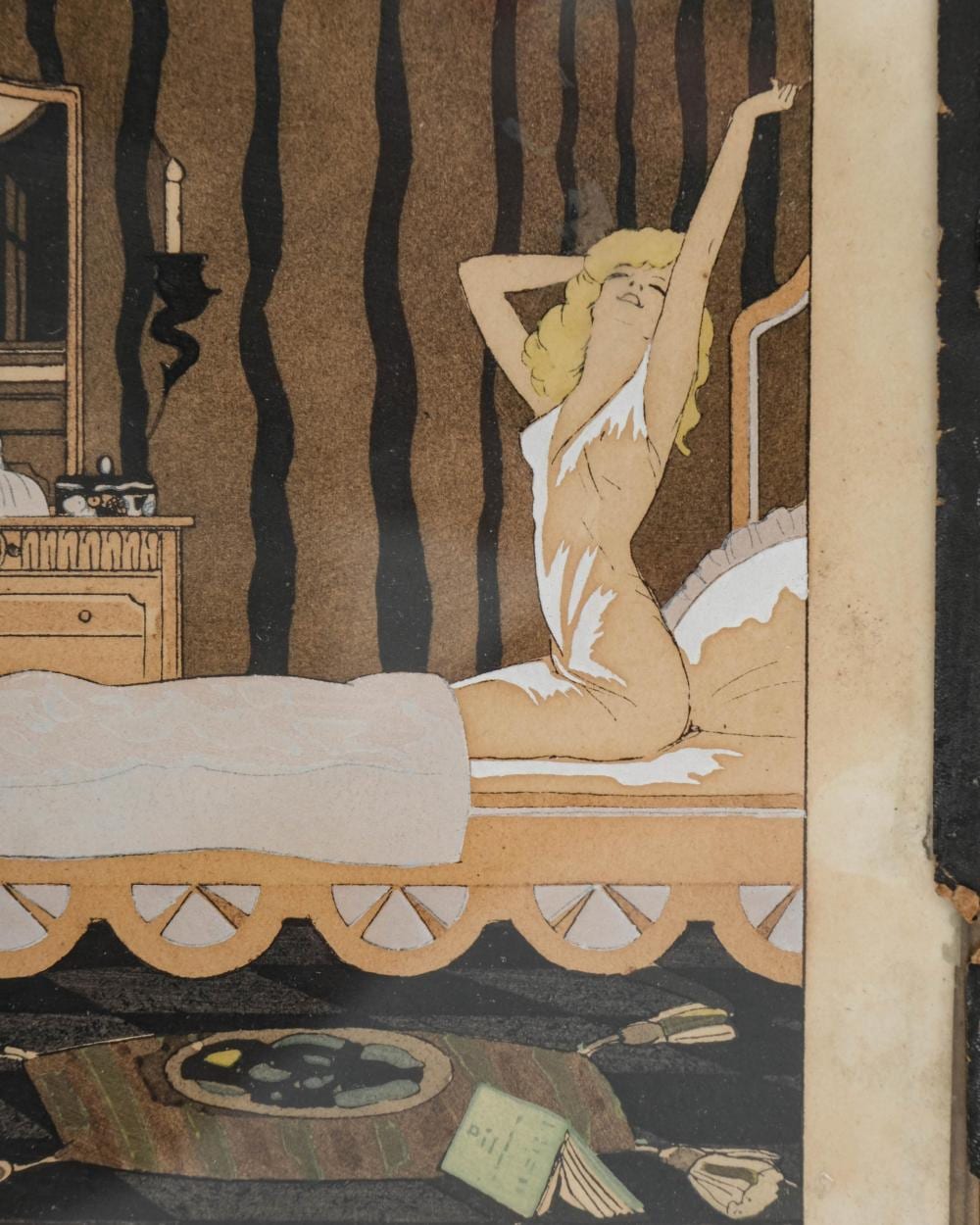 Agatino DeLeo comparable auction result: tito 20th century signed art deco watercolor painting wake up time