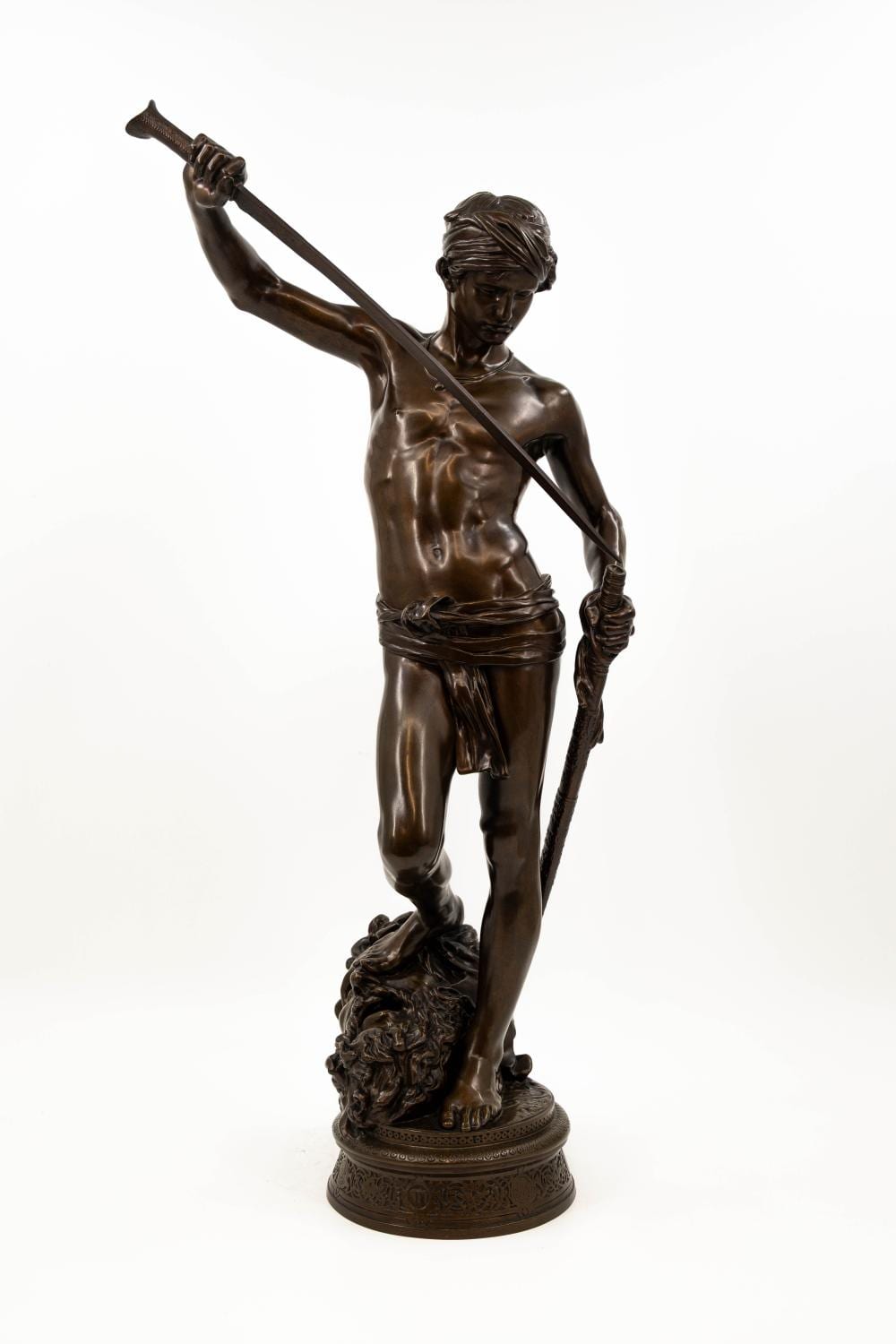 Antonin Mercié comparable auction result: antonin merci 1845 1916 david vainqueur a french antique patinated bronze sculpture