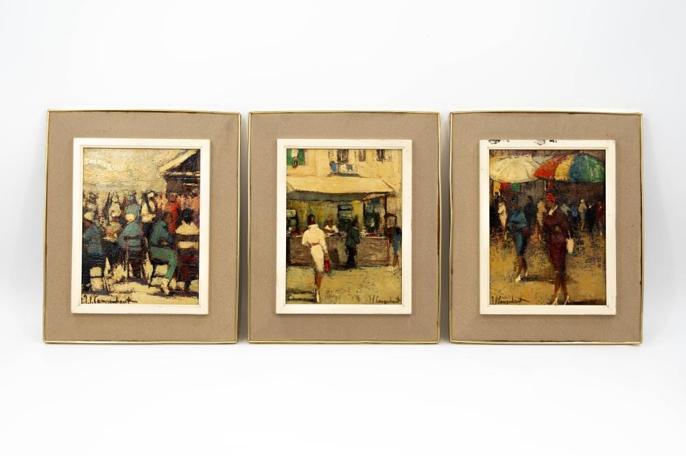 Jan van Campenhout comparable auction result: jan van campenhout 1907 1972 a lot of three belgian oil on canvas paintings with figurative scenes