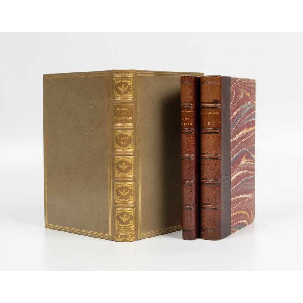 Sandú Darié comparable auction result: sand george elle et lui paris l hachette et cie 1859 in 12 maroquin sable triple filet dor dos nerfs orn roulette in