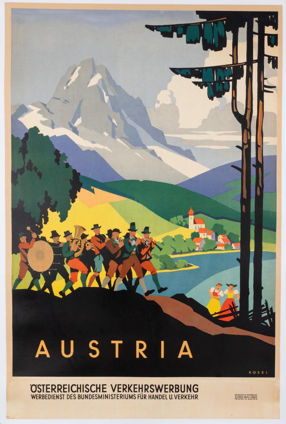 Hermann Kosel comparable auction result: austria travel poster by hermann kosel