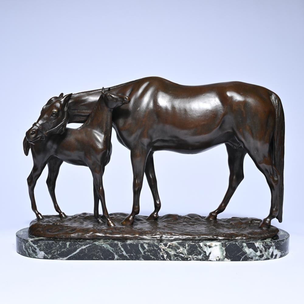 Pierre Lenordez comparable auction result: pierre lenordez 1815 1892 bronze sculpture on a marble base jument et son poulain signed