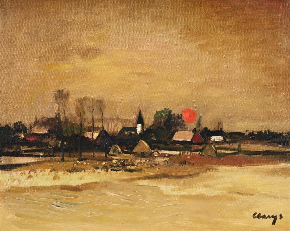 Albert Claeys comparable auction result: albert claeys 1889 1967 oil on canvas village view with red sun signed
