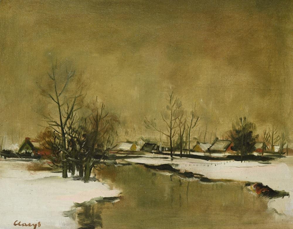 Albert Claeys comparable auction result: albert claeys 1889 1967 oil on canvas leie landscape in the snow signed