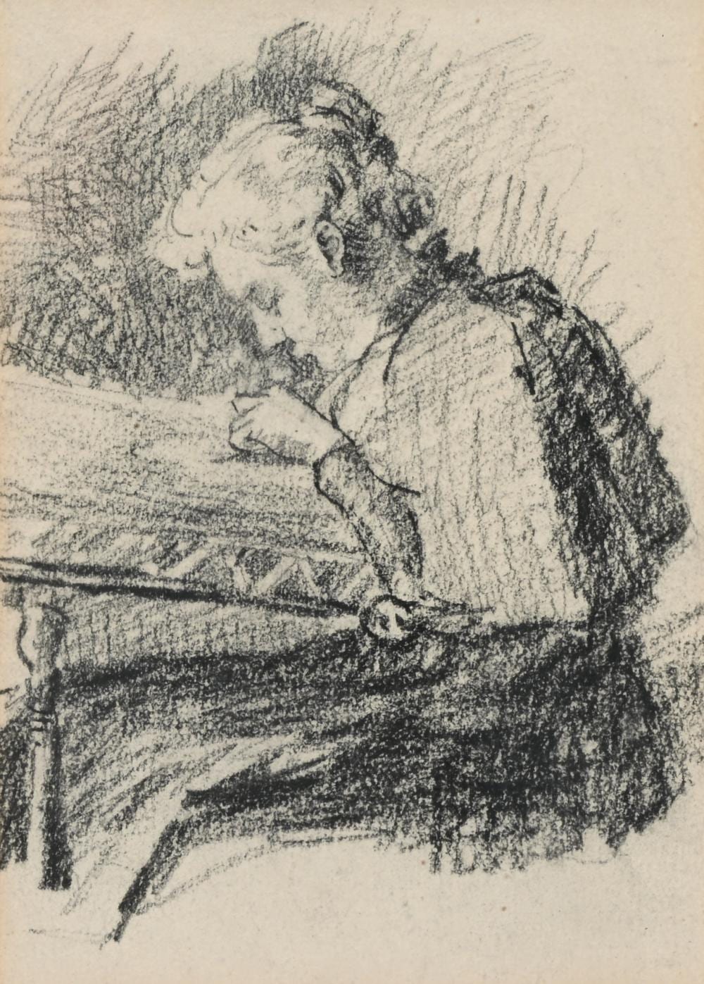 Jenny Montigny comparable auction result: jenny montigny 1875 1937 charcoal drawing the embroiderer
