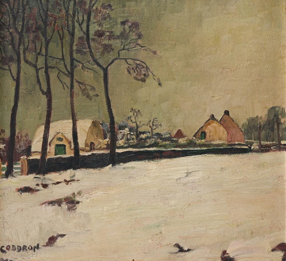 Oscar Coddron comparable auction result: oscar coddron 1881 1960 oil on panel winter landscape signed