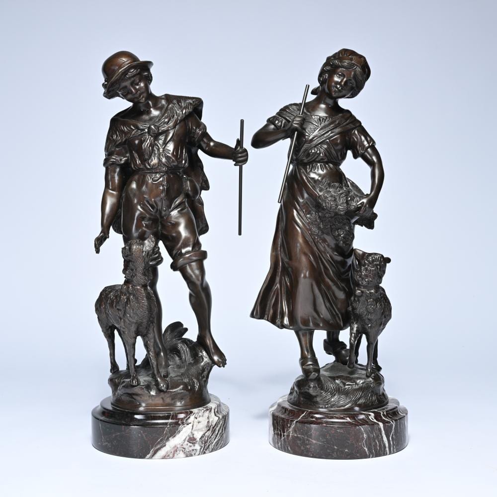 Louis Auguste Moreau comparable auction result: louis auguste moreau 1855 1919 and fran ois moreau 1858 1931 patinated bronze on a marble base of a shepherd couple signed