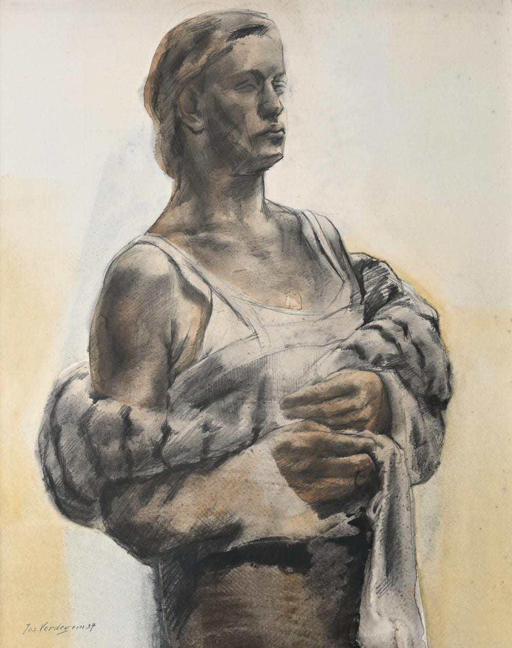 Joseph Verdegem comparable auction result: jos verdegem 1897 1957 mixed media lady in evening dress 1937 signed