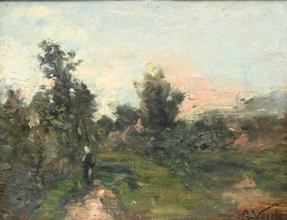 Guillaume Vogels comparable auction result: guillaume vogels 1836 1896 oil on canvas panel animated landscape signed
