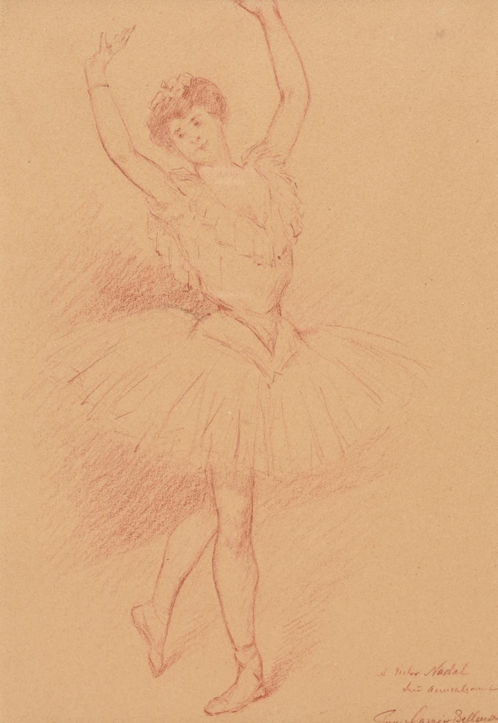 pierre carrier belleuse 1851 1932 33 drawing in red chalk dansseuse signed and with a dedication to victor nadal · Maison Jules Veilinghuis · 2026-02-14 Pierre Carrier-Belleuse comparable auction result: pierre carrier belleuse 1851 1932 33 drawing in red chalk dansseuse signed and with a dedication to victor nadal