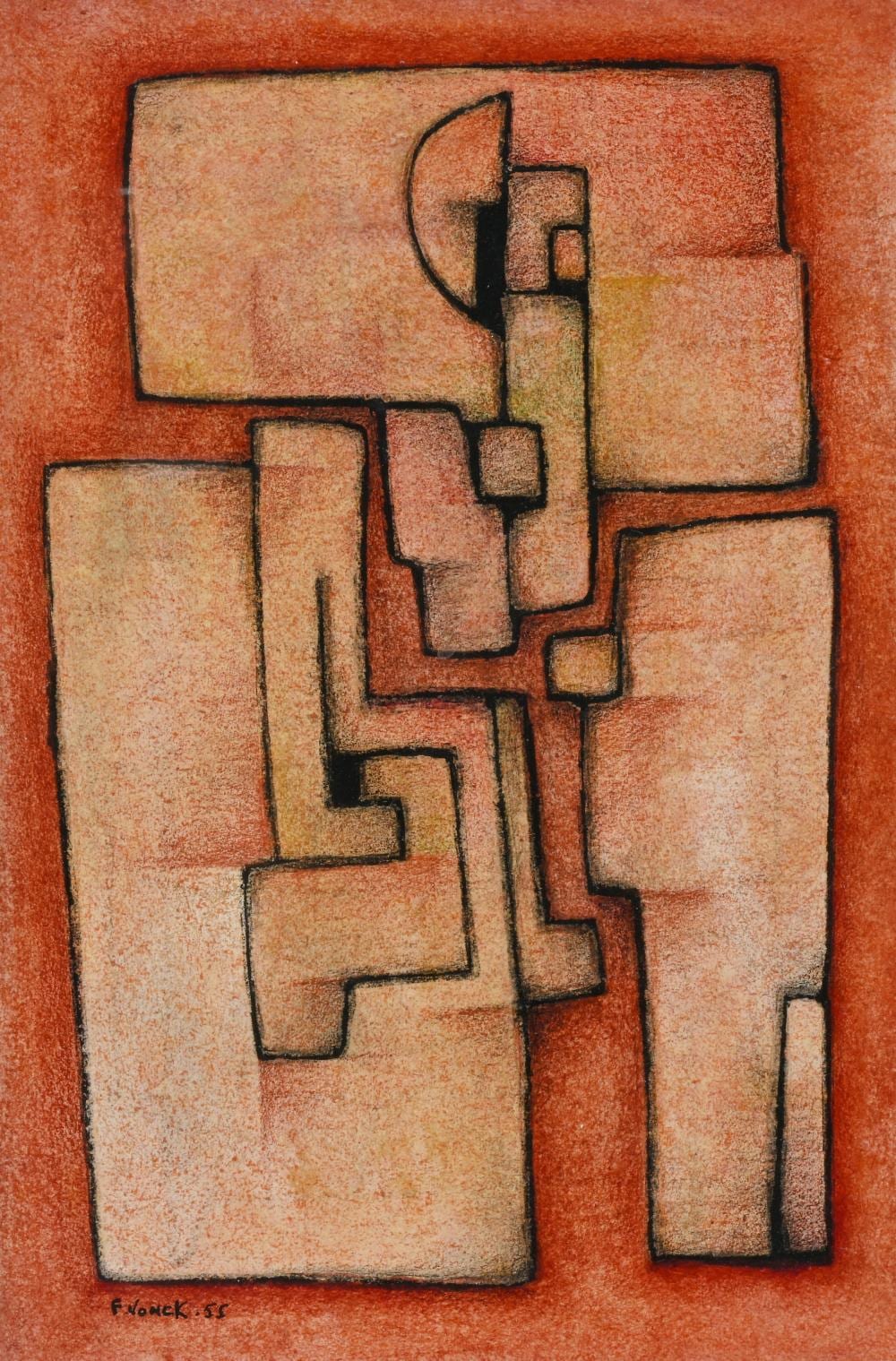Ferdinand Vonck comparable auction result: ferdinand vonck 1921 2010 watercolor abstract composition 1955 signed