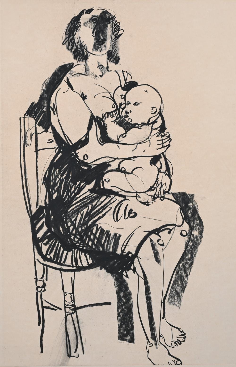 Godfried Vervisch comparable auction result: godfried vervisch 1930 2014 charcoal drawing mother and child