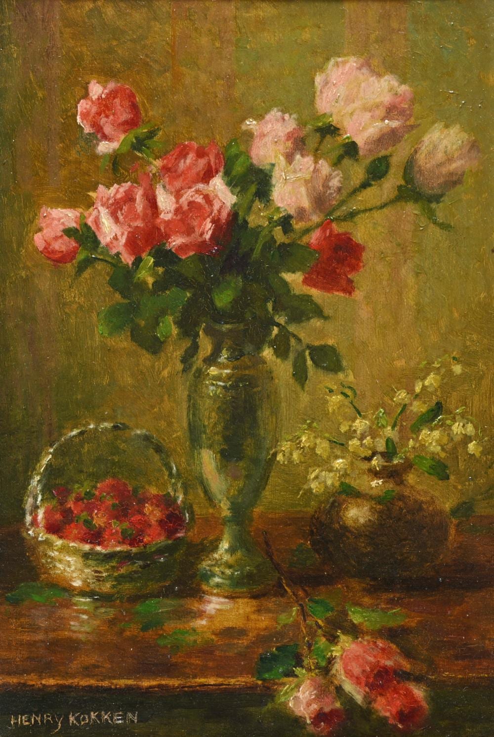 henri kokken 1860 1941 oil on panel still life with roses signed · Maison Jules Veilinghuis · 2026-02-17 Henri Kokken comparable auction result: henri kokken 1860 1941 oil on panel still life with roses signed