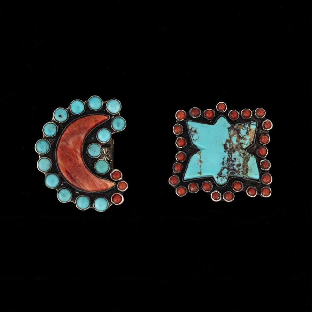 Federico Jimenez comparable auction result: federico jimenez set of two mixed stone rings moon butterfly