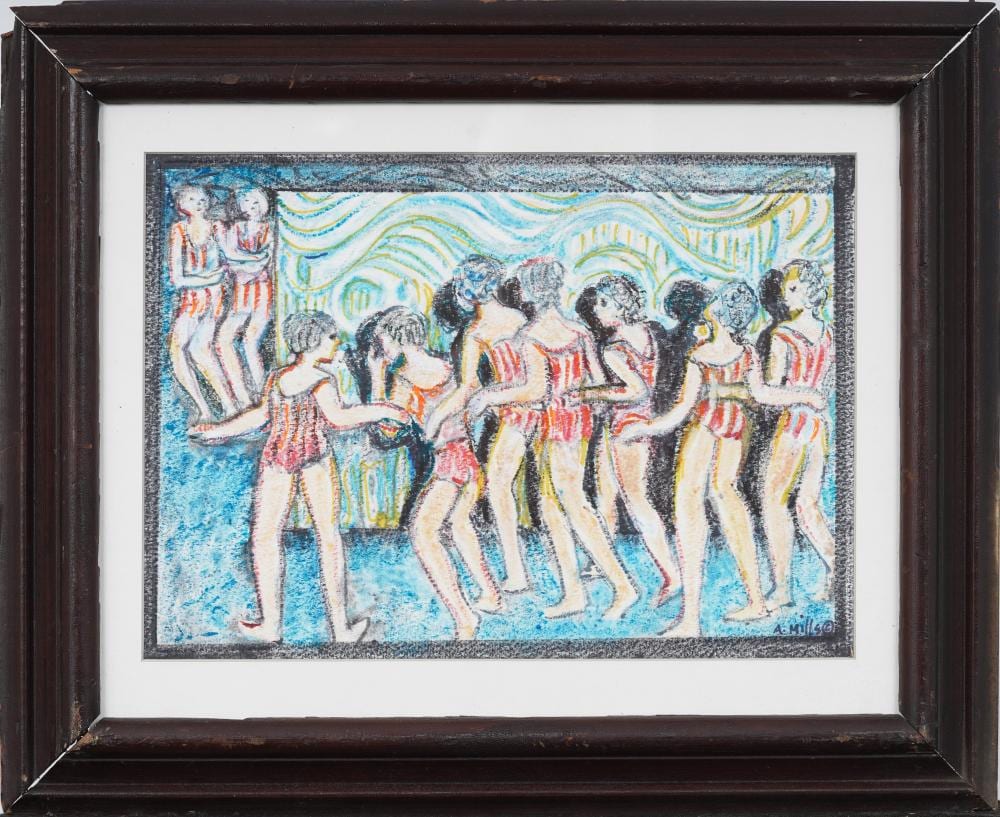 agnes mills 1915 2008 wpa artist vintage american synchronized swimming original framed pastel · Curated Gallery Auctions · 2026-02-15 Agnes Mills comparable auction result: agnes mills 1915 2008 wpa artist vintage american synchronized swimming original framed pastel