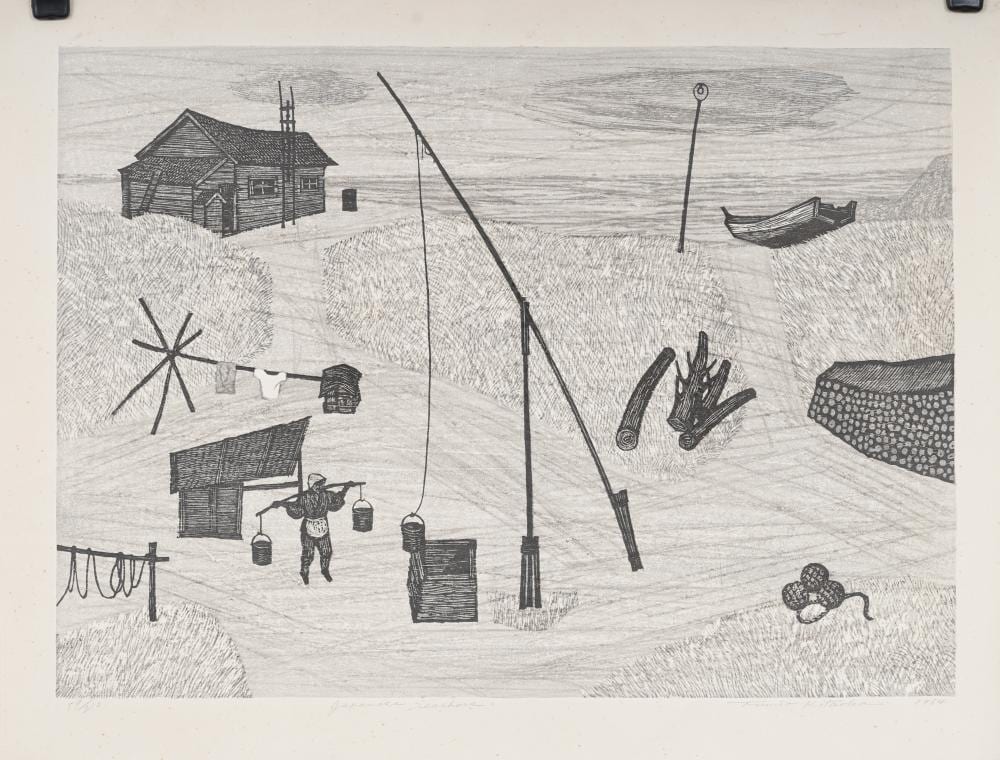 Fumio Kitaoka comparable auction result: fumio kitaoka 1918 2007 mid century japanese seashore 1964 original woodblock print