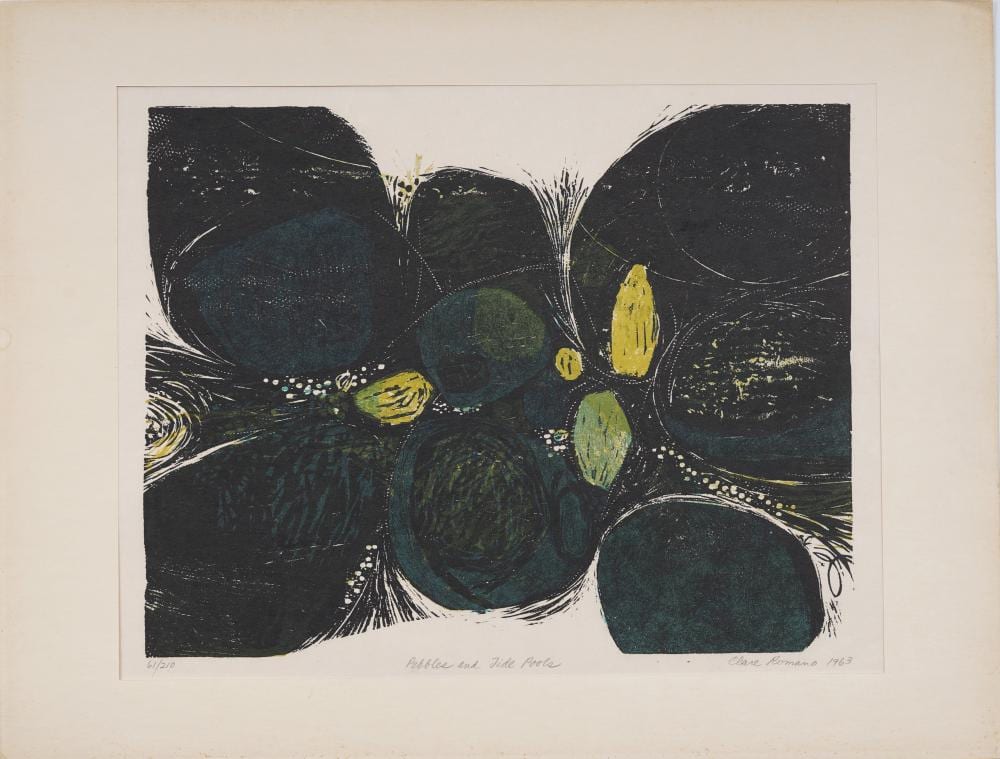 clare romano 1922 2017 signed mid century american abstract pebbles and tide pool lithograph · Curated Gallery Auctions · 2026-02-15 Clare Romano comparable auction result: clare romano 1922 2017 signed mid century american abstract pebbles and tide pool lithograph