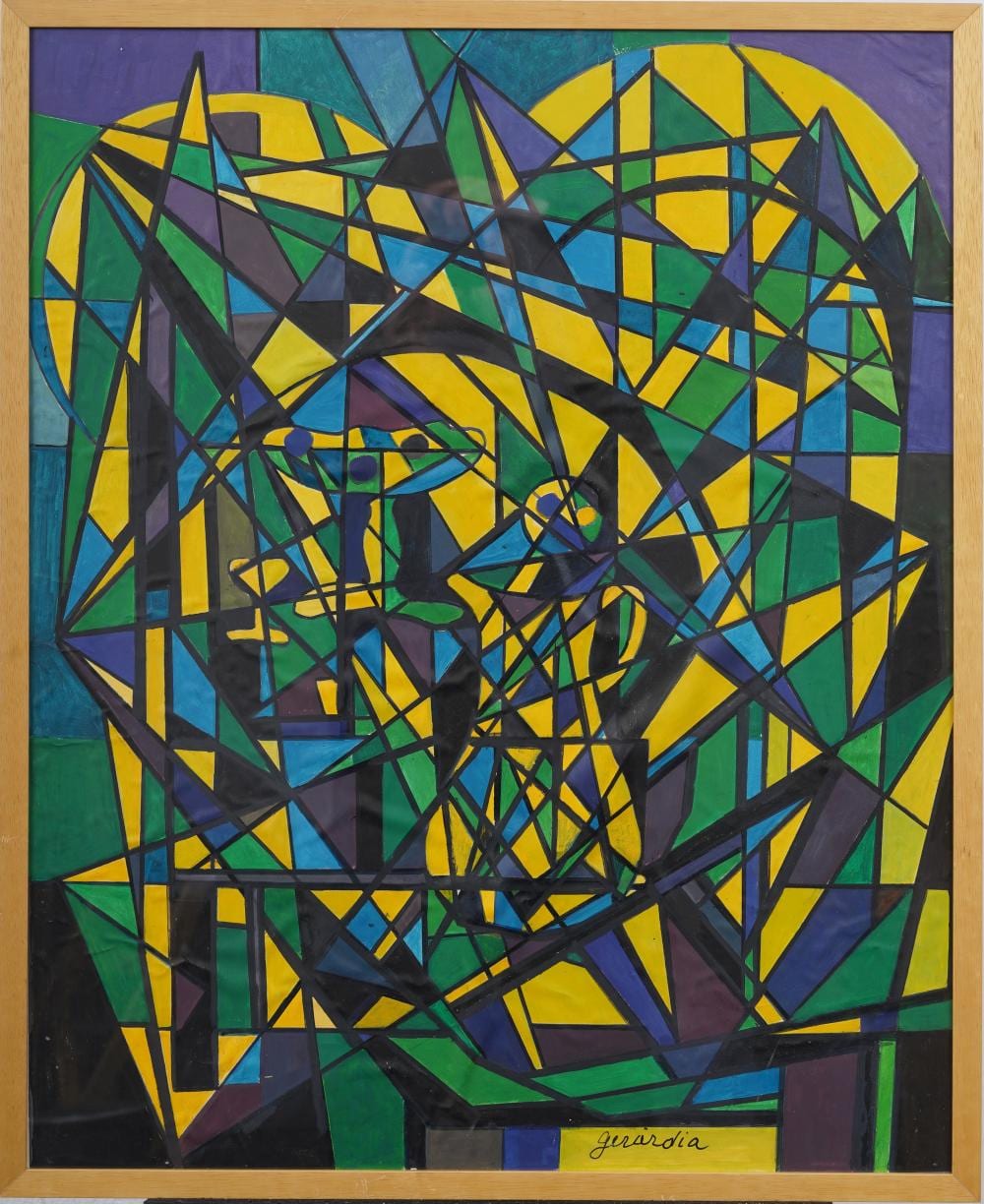 Helen Gerardia comparable auction result: helen gerardia 1903 1988 mid century geometric abstract signed original framed oil painting