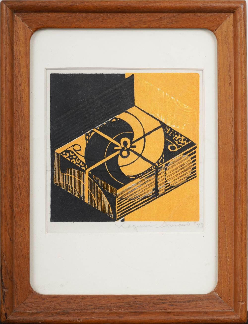 Kazumi Amano comparable auction result: kazumi amano 1927 2001 colorful vintage miniature japanese woodblock print