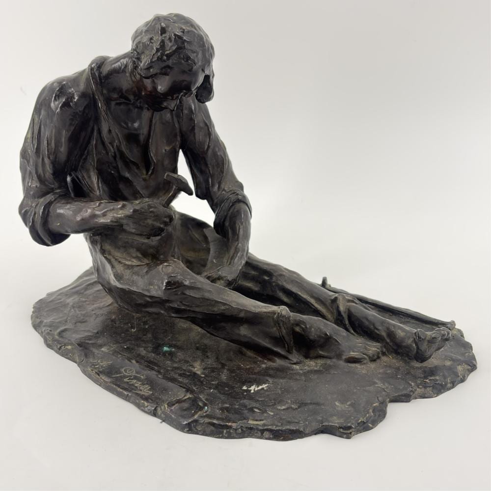 Alfredo Pina comparable auction result: alfredo pina 1887 1966 le paysan r parant sa faux bronze cachet de fonderie la cire perdue paris ht 27 cm base 38 x 23 cm
