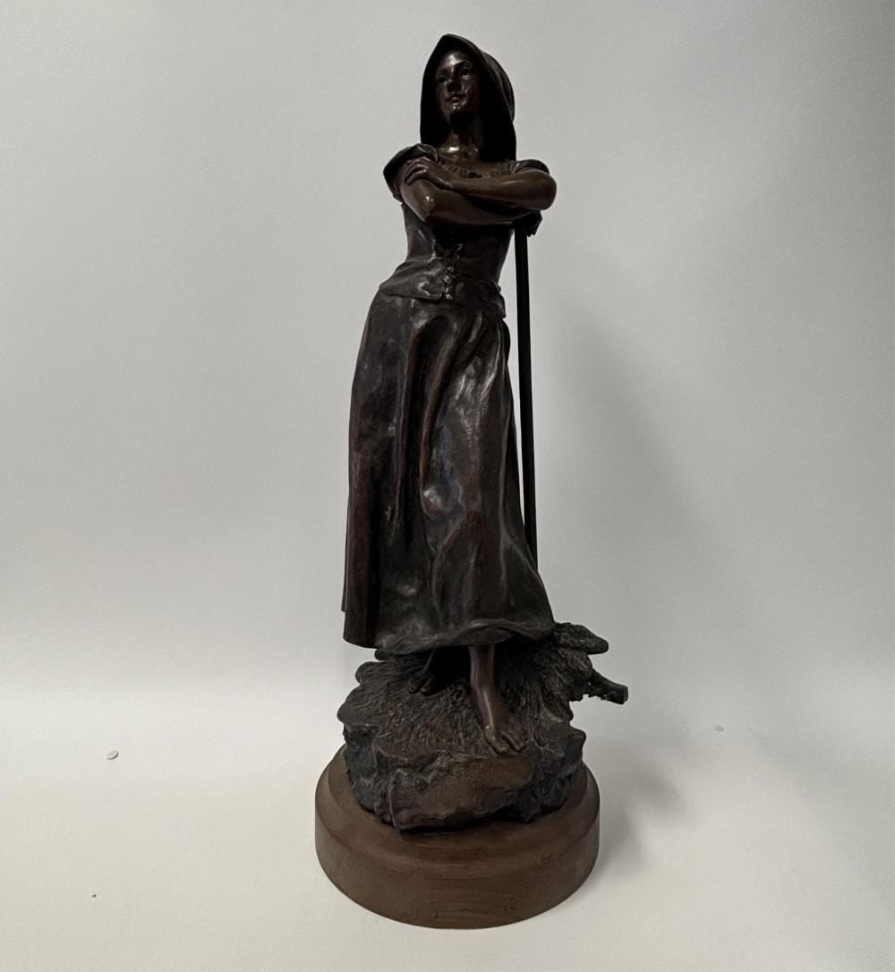 Henri Godet comparable auction result: henri godet 1863 1937 glaneuse bronze patine brune mention salon des beaux arts ht 59 cm