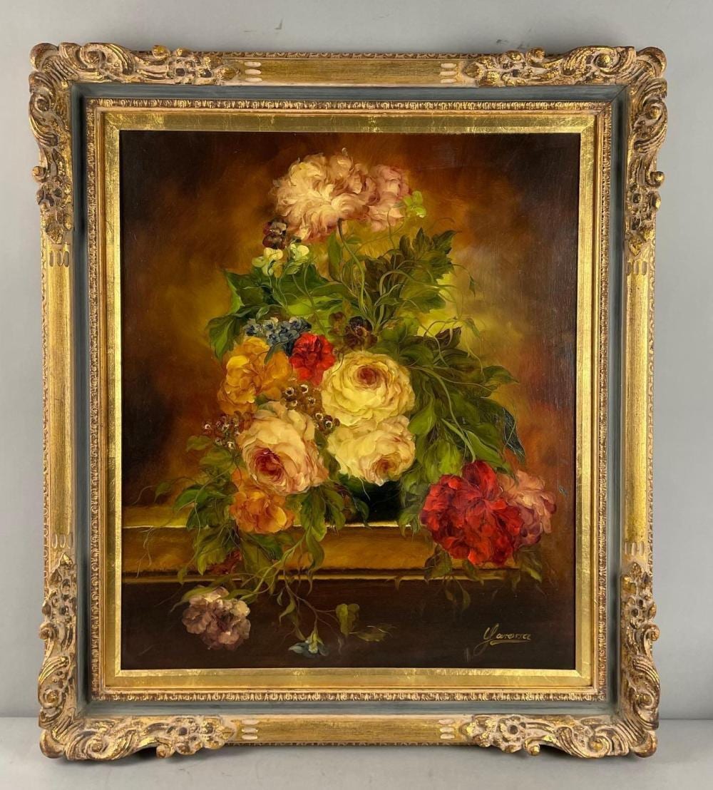 Heinrich Garossa comparable auction result: heinrich garossa signed still life with flowers oil painting on canvas