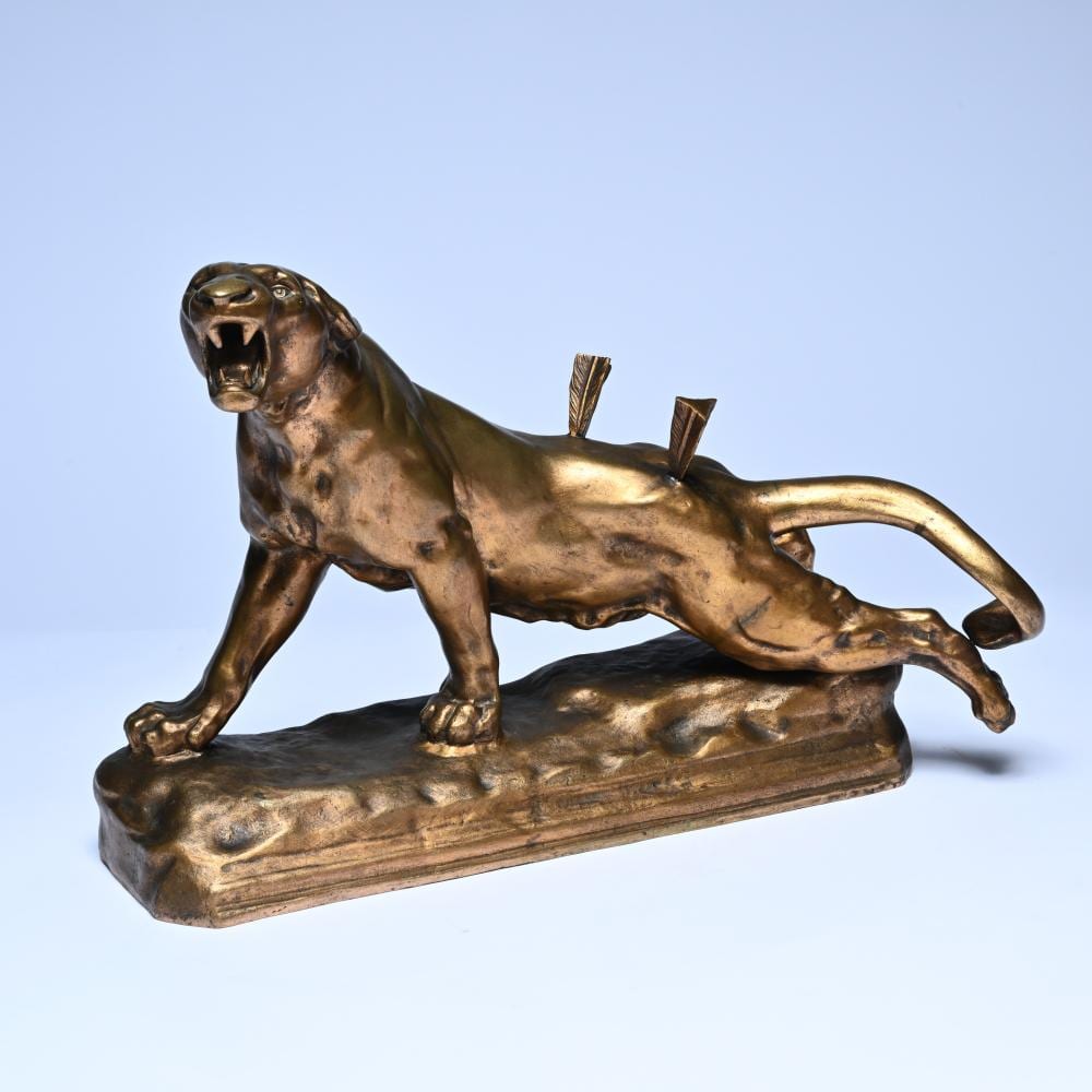 Charles Valton comparable auction result: charles valton 1851 1918 gilt bronze wounded lion signed