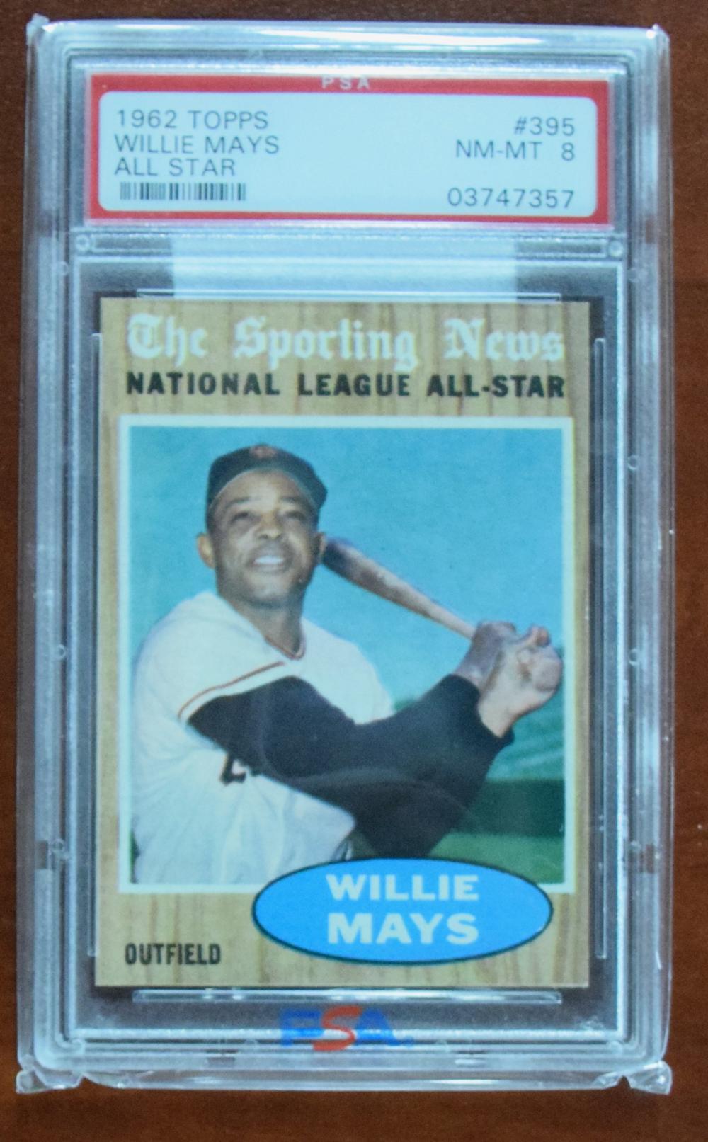 1962 TOPPS WILLIE MAYS BASEBALL CARD sold by New Hampshire Auctions and Appraisals LLC, lot 196 — auction record photograph