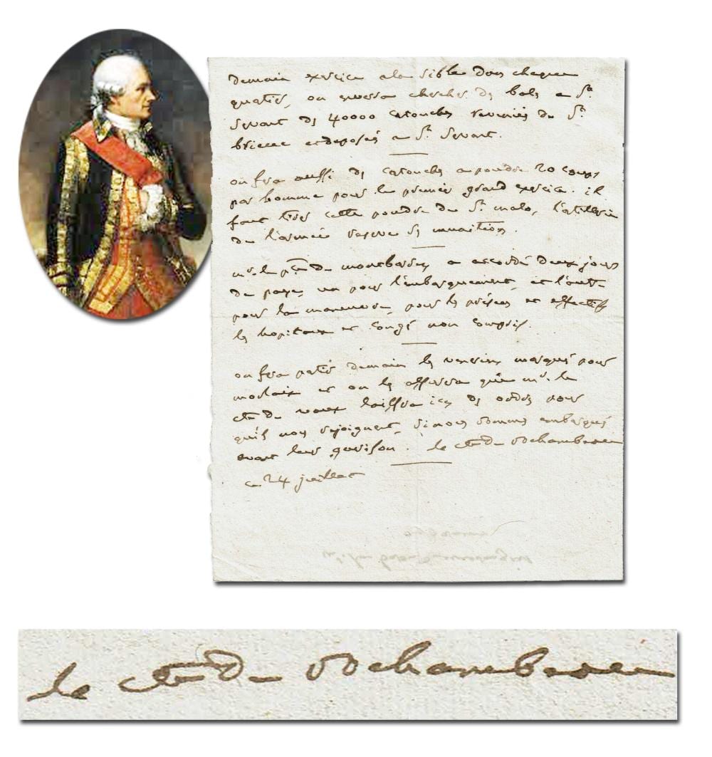 Jean-Baptiste (Baron) Regnault comparable auction result: jean baptiste comte de rochambeau ads re artillery troop preparations