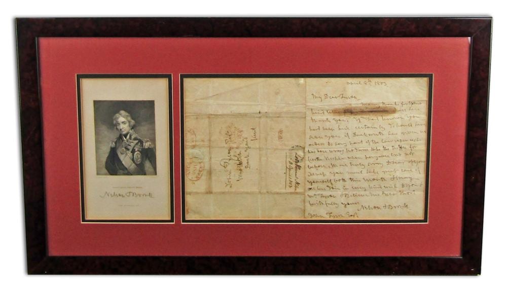 Horatio Nelson comparable auction result: horatio nelson 1803 important als discussing admiralty affairs 1 month before disembarking for toulon blockade