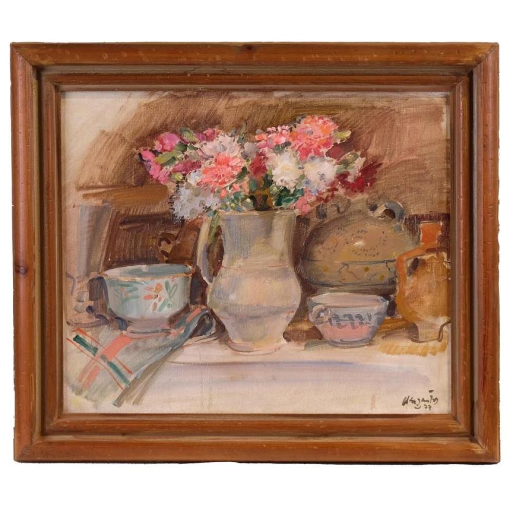 juli n grau santos 1937 still life with a flowers vase and porcelain 1977 · Subarna Subastas · 2026-02-12 Julián Grau Santos comparable auction result: juli n grau santos 1937 still life with a flowers vase and porcelain 1977