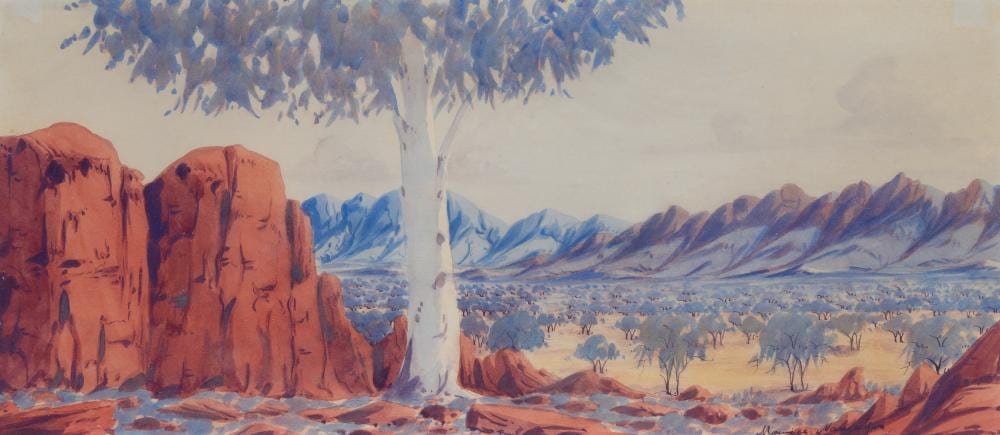 Maurice Namatjira comparable auction result: maurice namatjira 1938 1977 central australian landscape