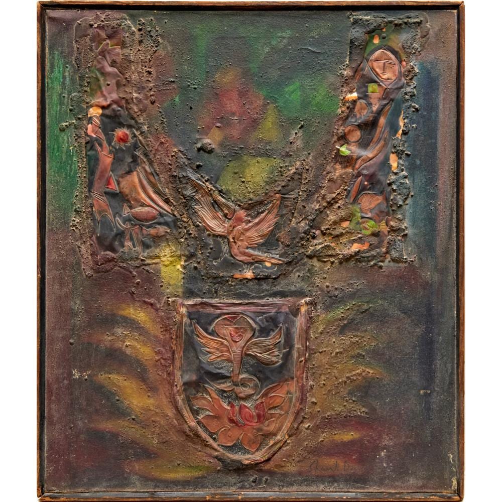 Shantilal Somnath Dave comparable auction result: shanti dave attrib mixed media on masonite