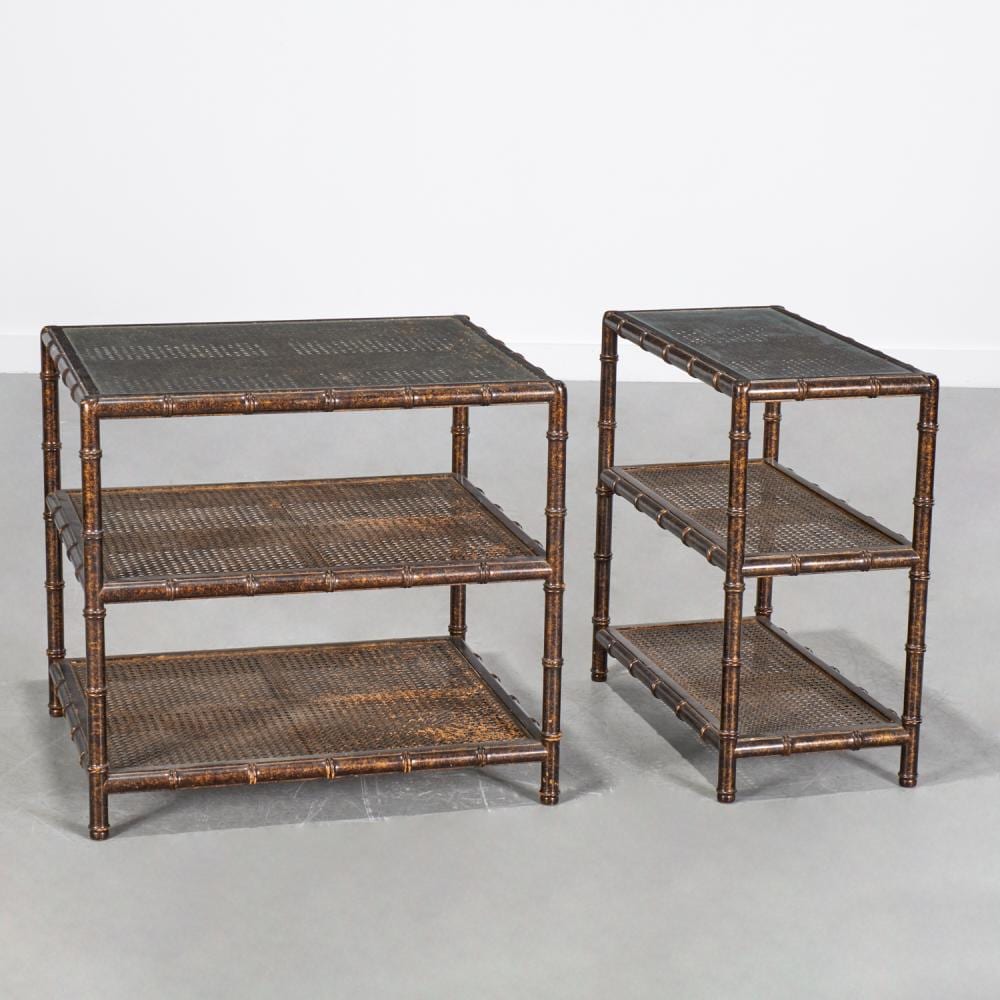 John Widdicomb comparable auction result: 2 john widdicomb faux bamboo side tables