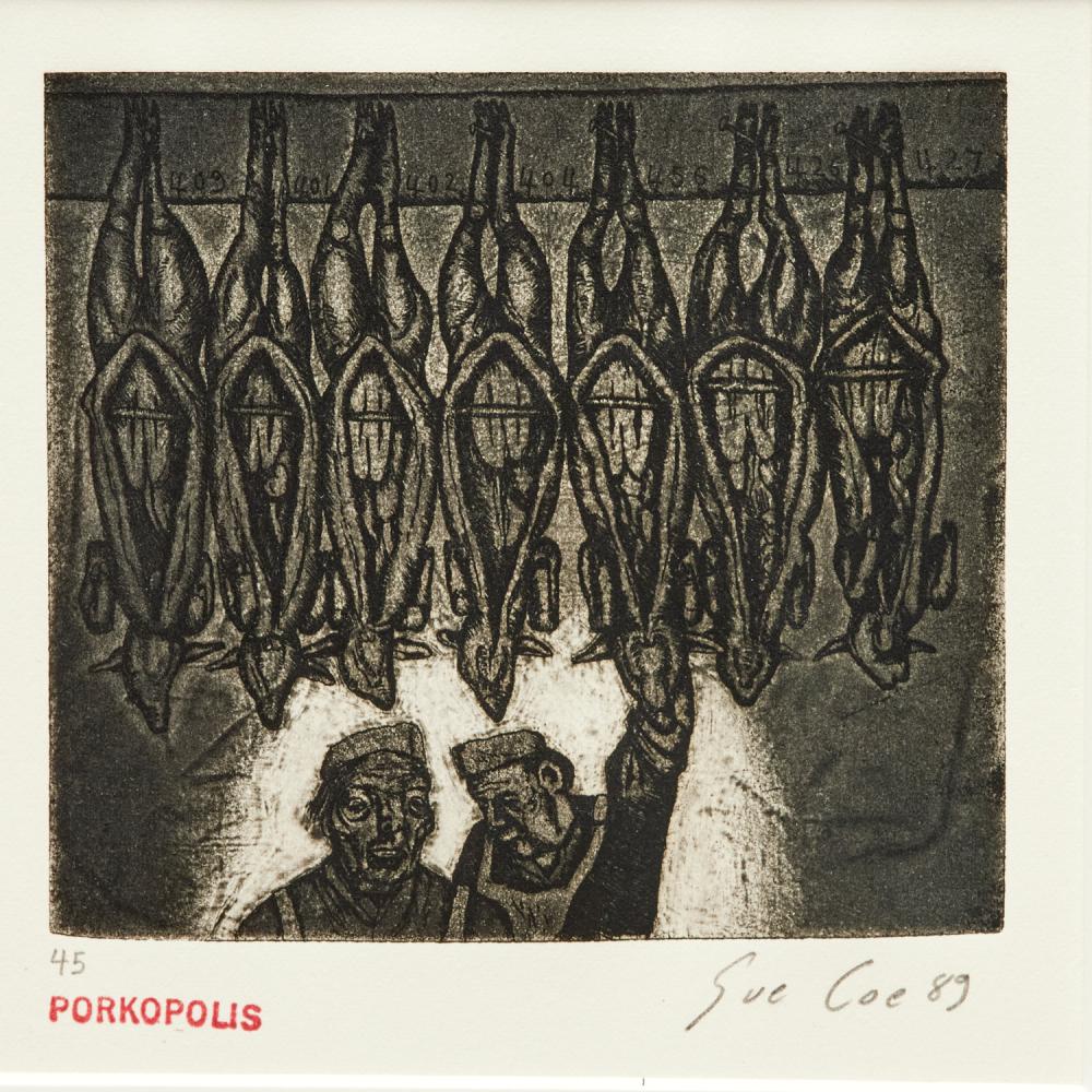 Sue Coe comparable auction result: sue coe aquatint and etching on paper 1989