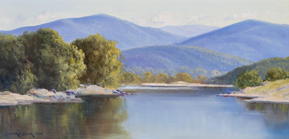 leonard long 1911 2013 snowy river reflections nsw 1996 · Gibson's · 2026-02-17 Leonard Long comparable auction result: leonard long 1911 2013 snowy river reflections nsw 1996