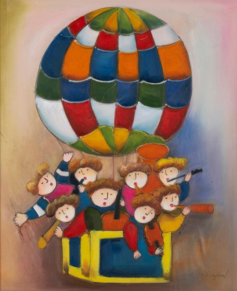 Joyce Roybal comparable auction result: joyce roybal born 1955 musicians in the hot air balloon