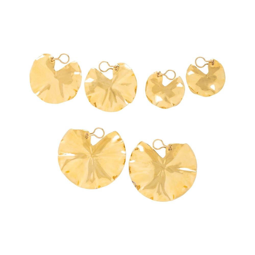 Jaroslav Vesin comparable auction result: jar three pairs of aluminum lily pad earrings