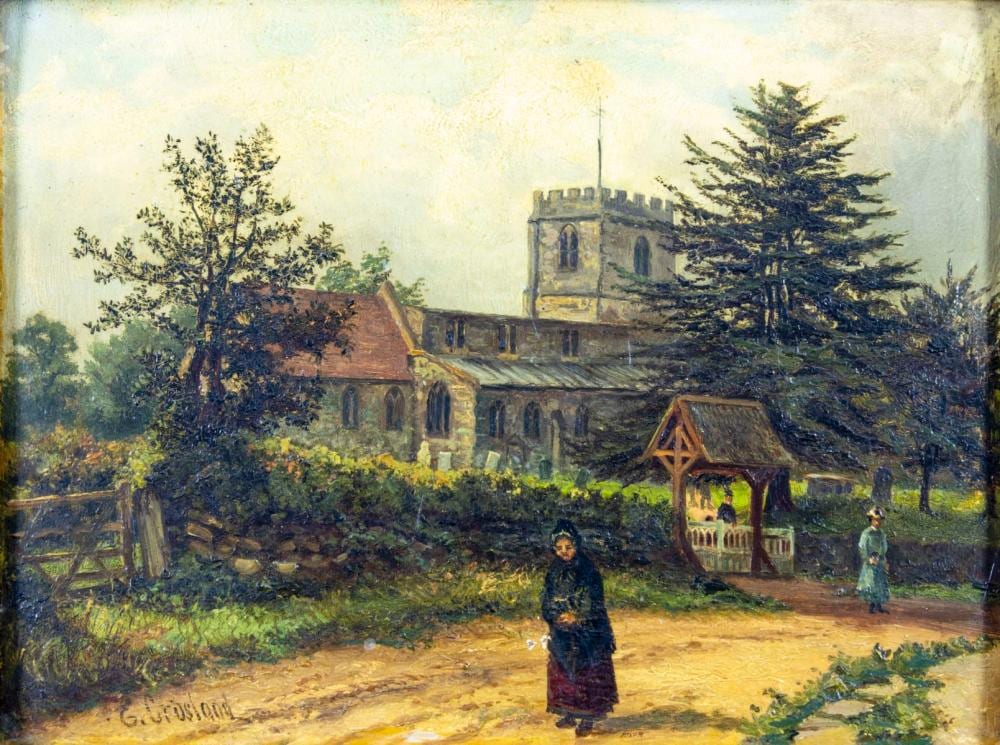 Enoch Crosland comparable auction result: enoch crosland uk 1860 1938 oil painting antique