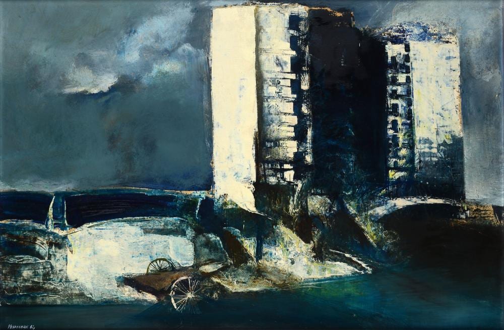 Renzo Vespignani comparable auction result: renzo vespignani roma 1924 2001 periferia 1964