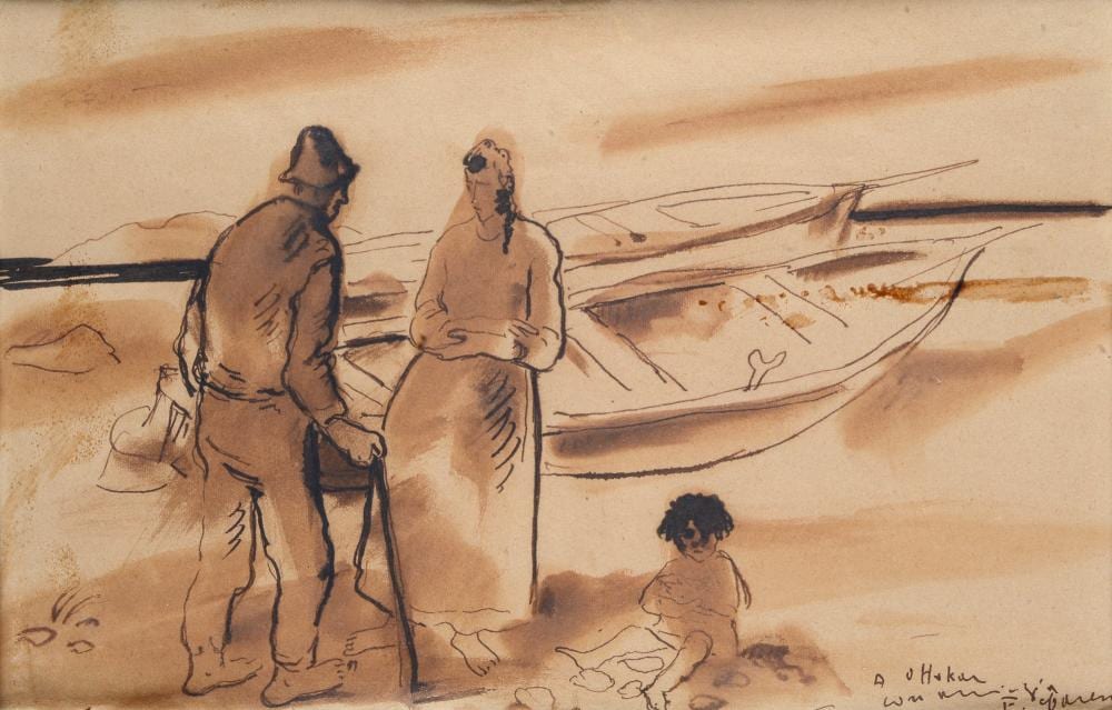 Felice Carena comparable auction result: felice carena cumiana 1879 venezia 1966 figure con barca sullo sfondo