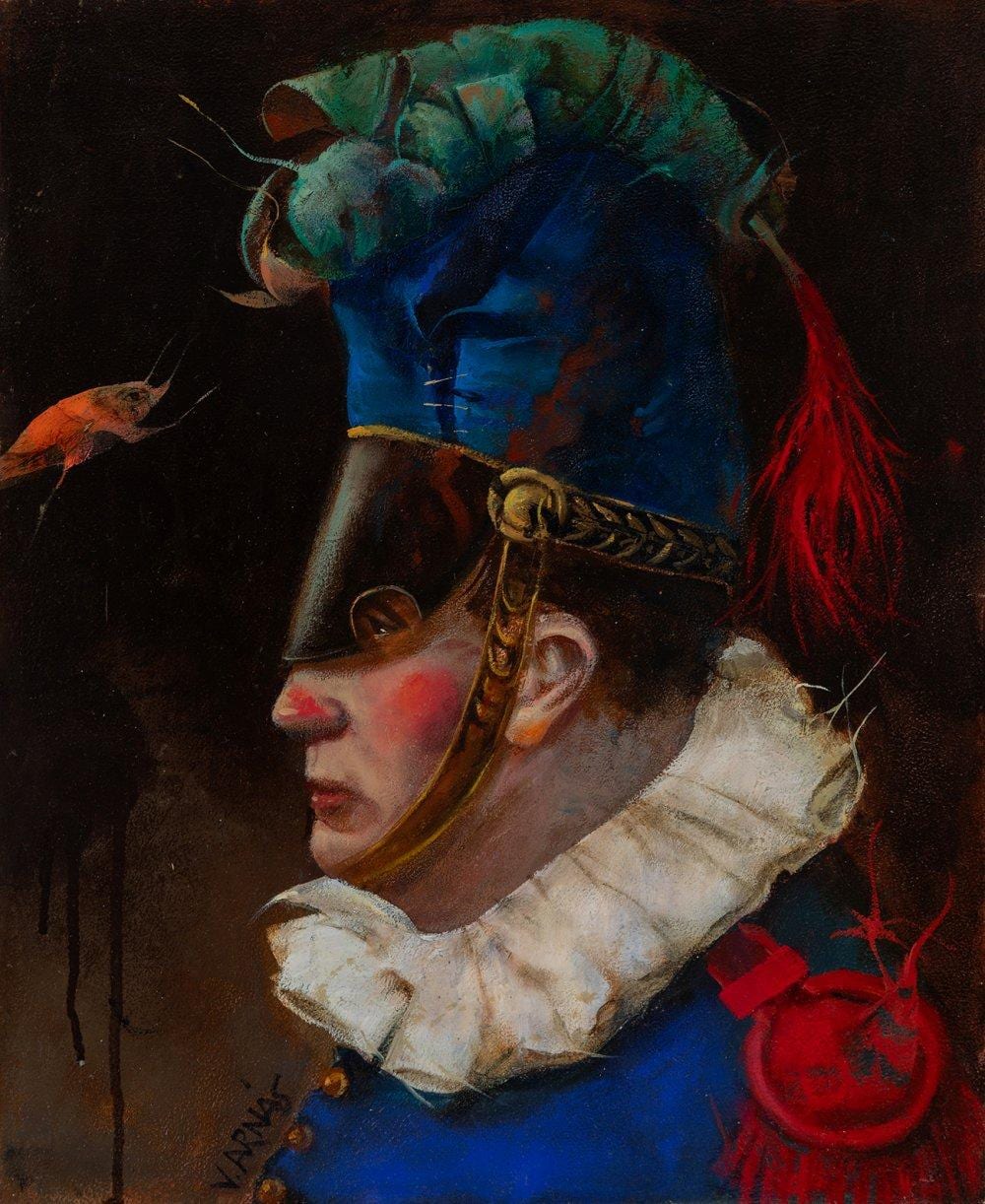 Vicente Arnás Lozano comparable auction result: vicente arn s lozano madrid 1949 personage of great cap 2023 oil on panel signed in the lower right corner titled signed and dated on the back