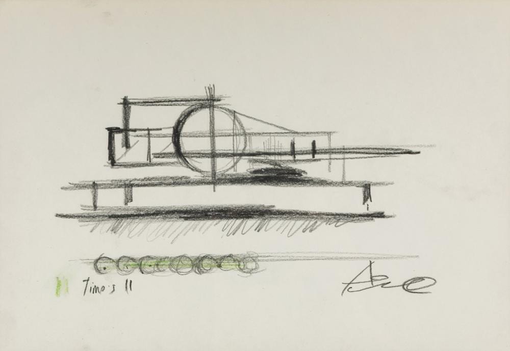 Tadao Ando comparable auction result: tadao ando osaka 1941 concept sketch for the times ii project nakagyo kyoto 1986 colored pencils on paper signed