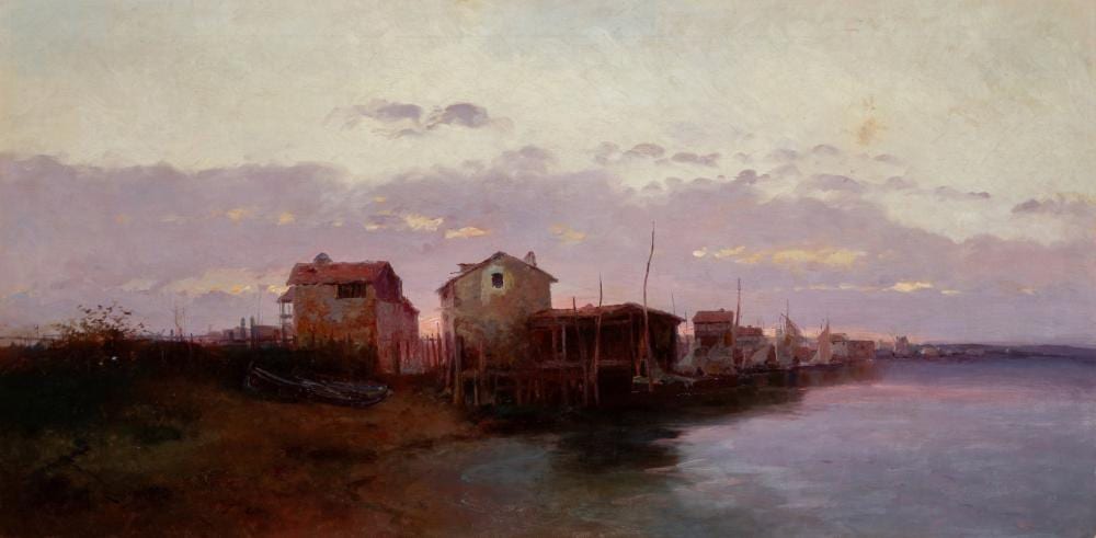 Andrés Larraga y Montaner comparable auction result: andr s larraga y montaner valtierra navarra 1862 barcelona 1931 sunset oil on canvas signed in the lower left corner presents a visible restoration on the back