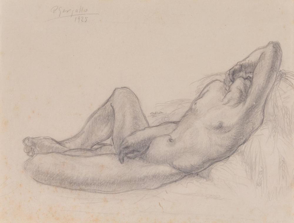 Pablo Gargallo comparable auction result: pablo gargallo catal n maella zaragoza 1881 reus tarragona 1934 la segadora 1925 pencil on paper signed and dated